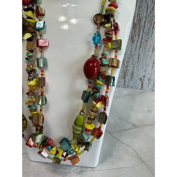 Southwestern Style Glass, Shell, & Porcelain Necklace designed by Trisha Waldren - Picture 4 of 11